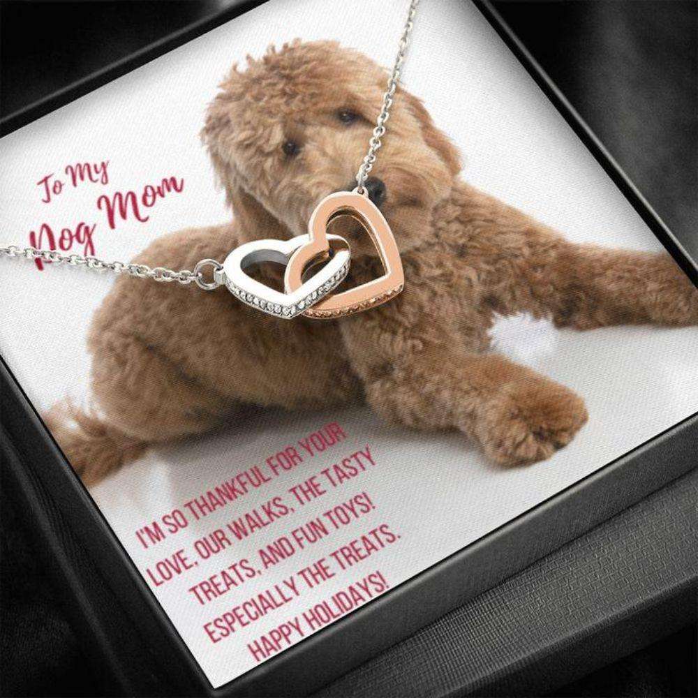 Dog Mom Necklace, Happy Holidays Gift “ Goldendoodle Dog Mom Necklace Gifts for Mother (Mom) Rakva