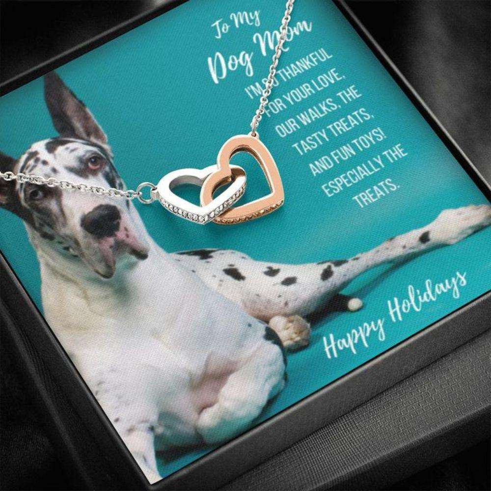 Dog Mom Necklace, Happy Holidays Gift “ Great Dane Dog Mom Necklace Gifts for Mother (Mom) Rakva