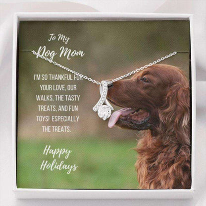 Dog Mom Necklace, Happy Holidays Gift “ Irish Setter Dog Mom Beauty Necklace Gifts for Mother (Mom) Rakva