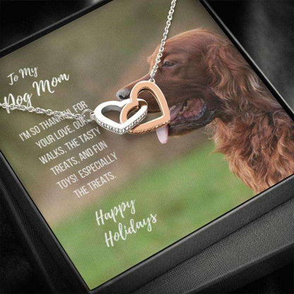 Dog Mom Necklace, Happy Holidays Gift “ Irish Setter Dog Mom Necklace Gifts for Mother (Mom) Rakva