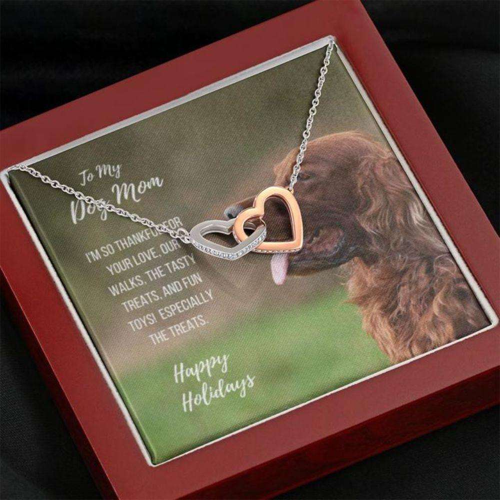 Dog Mom Necklace, Happy Holidays Gift “ Irish Setter Dog Mom Necklace Gifts for Mother (Mom) Rakva