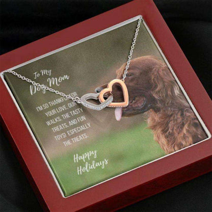 Dog Mom Necklace, Happy Holidays Gift “ Irish Setter Dog Mom Necklace Gifts for Mother (Mom) Rakva