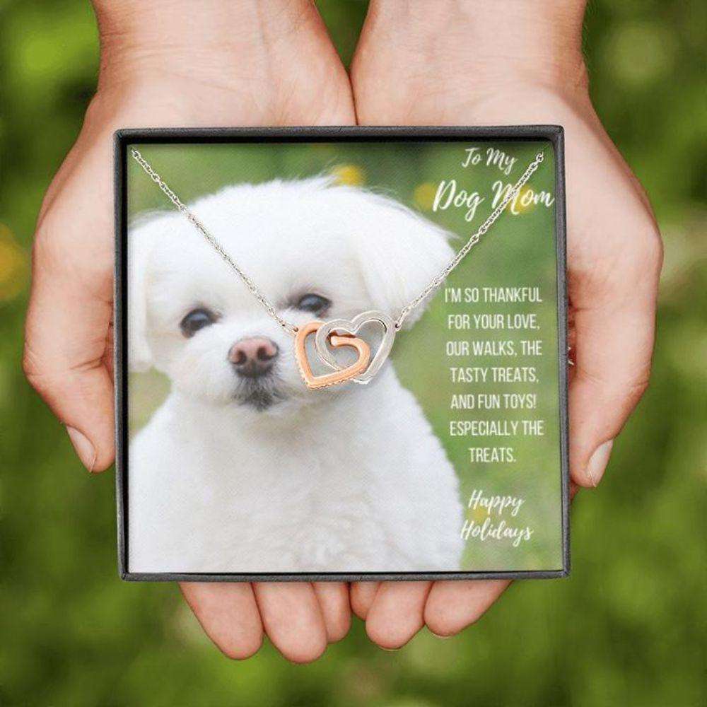 Dog Mom Necklace, Happy Holidays Gift “ Maltese Dog Mom Necklace Gifts for Mother (Mom) Rakva