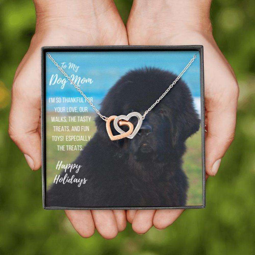 Dog Mom Necklace, Happy Holidays Gift “ Newfoundland Dog Mom Necklace Gifts for Mother (Mom) Rakva