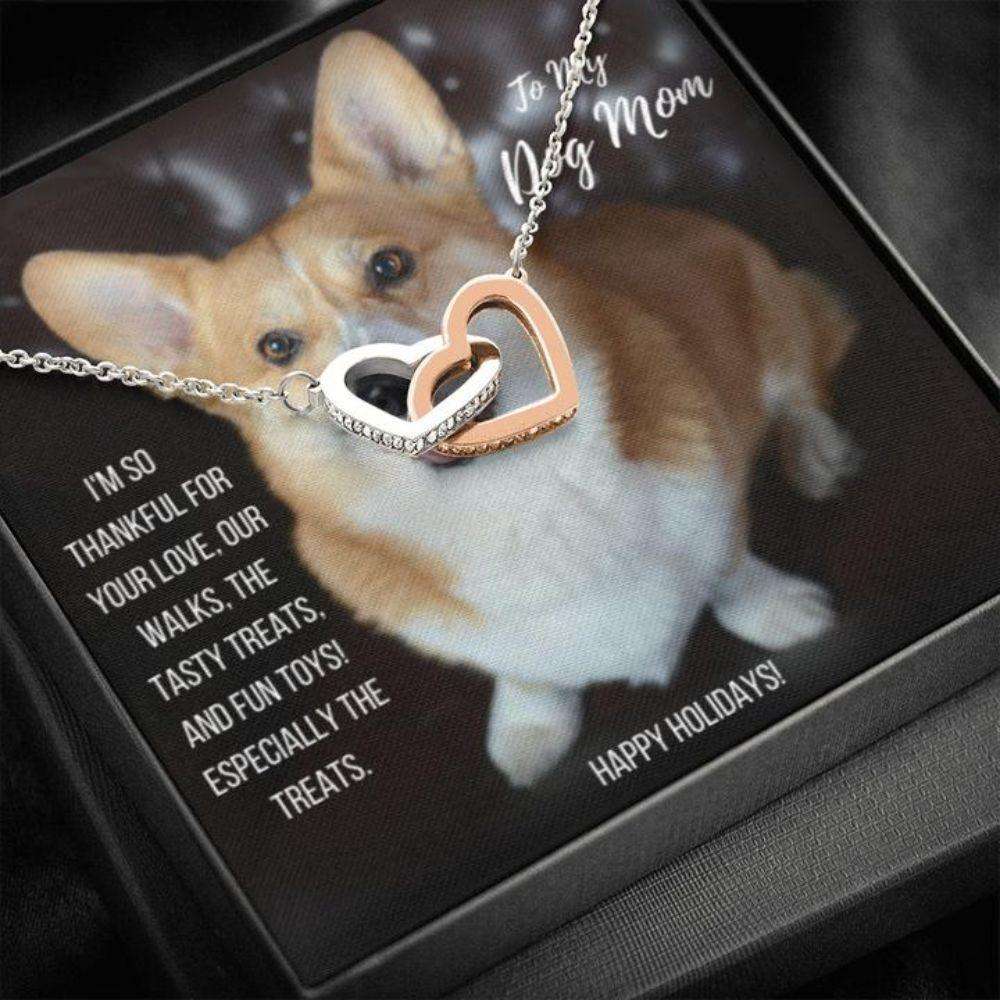 Dog Mom Necklace, Happy Holidays Gift “ Pembroke Welsh Corgi Dog Mom Necklace Gifts for Mother (Mom) Rakva