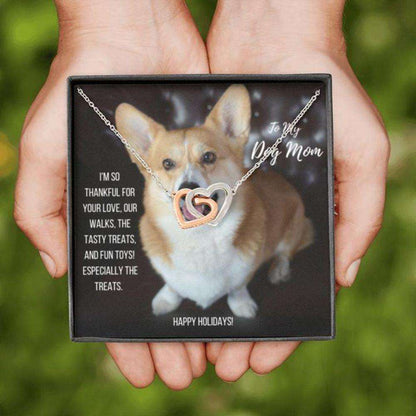 Dog Mom Necklace, Happy Holidays Gift “ Pembroke Welsh Corgi Dog Mom Necklace Gifts for Mother (Mom) Rakva