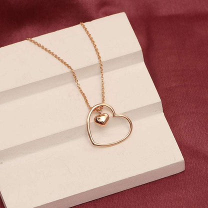 Dual Love: 925 Sterling Silver 14K Rose Gold Plated Double Heart Pendant Necklace - Romantic Charm for Women and Teens For Self Rakva