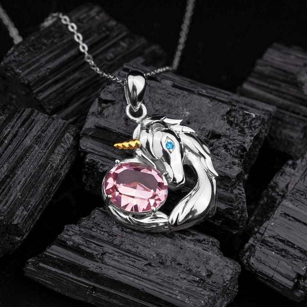 Enchanted Unicorn: Swarovski Crystal Unicorn Necklace - Pure Silver Pendant Set For Self Rakva