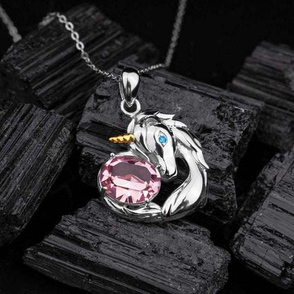 Enchanted Unicorn: Swarovski Crystal Unicorn Necklace - Pure Silver Pendant Set For Self Rakva
