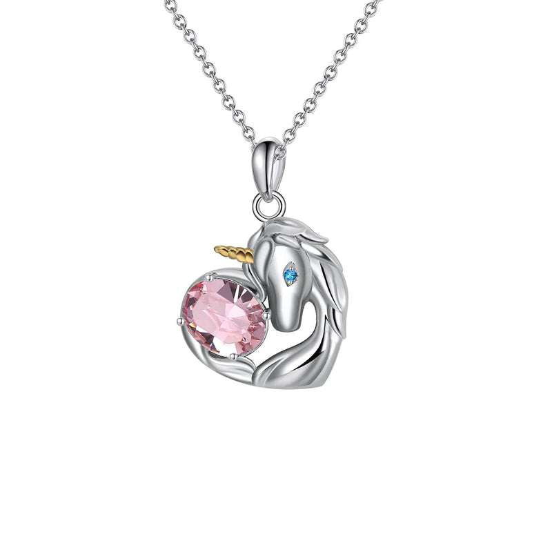 Enchanted Unicorn: Swarovski Crystal Unicorn Necklace - Pure Silver Pendant Set For Self Rakva