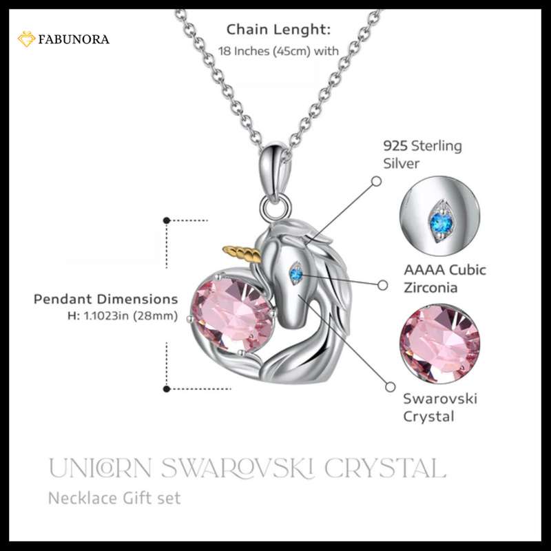 Enchanted Unicorn: Swarovski Crystal Unicorn Necklace - Pure Silver Pendant Set For Self Rakva