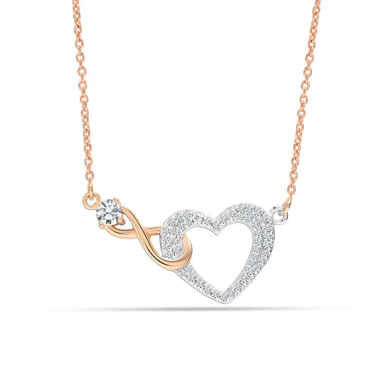 Eternal Love: 925 Sterling Silver Two-Tone Infinity Cubic Zirconia Heart Pendant Necklace for Teens For Self Rakva