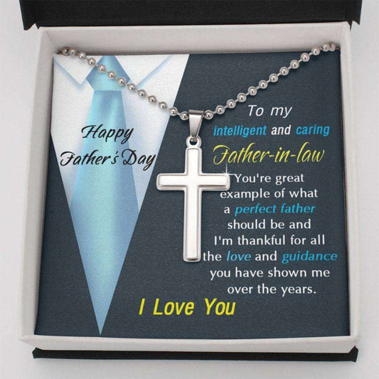 Father-In-Law Necklace, To My Intelligent And Caring Father-In-Law Necklace, Father-In-Law Fathers Day Gift Gifts for dad Rakva