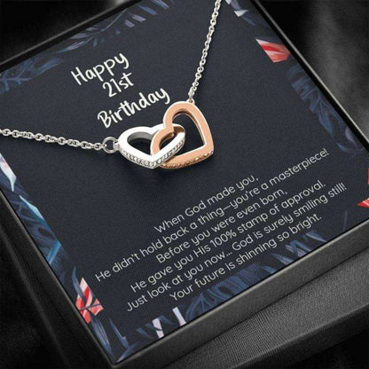 Friend Necklace, 21St Birthday God Made A Masterpiece With You, Cz Connected Hearts Necklace Gifts For Friend Rakva