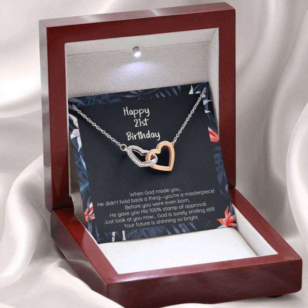 Friend Necklace, 21St Birthday God Made A Masterpiece With You, Cz Connected Hearts Necklace Gifts For Friend Rakva