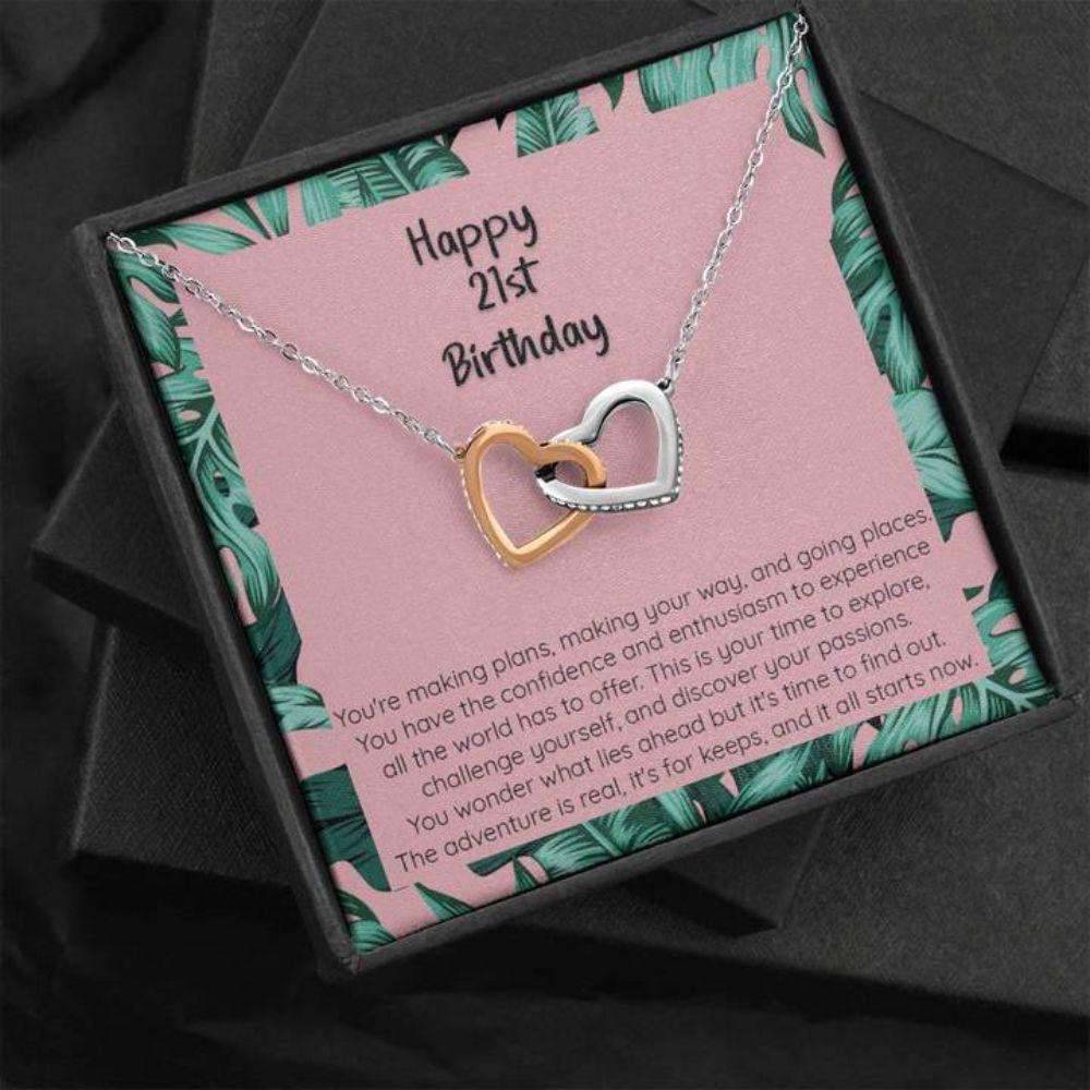 Friend Necklace, 21St Birthday, You Are Going Places. Cz Connected Hearts Necklace Gifts For Friend Rakva