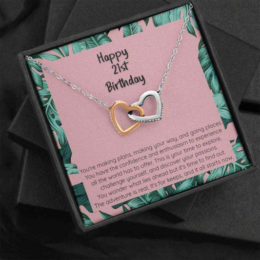 Friend Necklace, 21St Birthday, You Are Going Places. Cz Connected Hearts Necklace Gifts For Friend Rakva