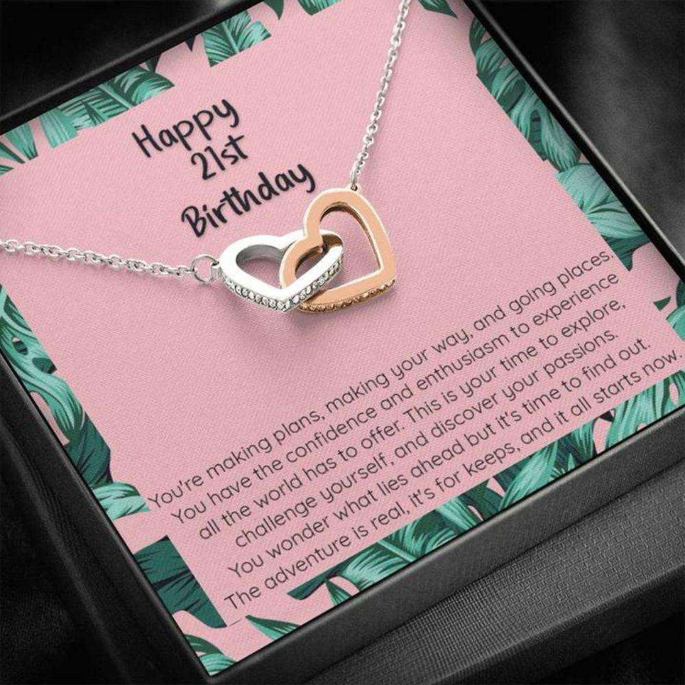 Friend Necklace, 21St Birthday, You Are Going Places. Cz Connected Hearts Necklace Gifts For Friend Rakva