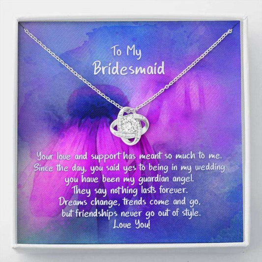 Friend Necklace, Bestie Gift, Wedding Day Necklace, Bridesmaid, My Guardian Angel “ Love Knot Necklace Gifts For Friend Rakva