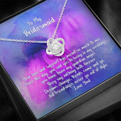 Friend Necklace, Bestie Gift, Wedding Day Necklace, Bridesmaid, My Guardian Angel “ Love Knot Necklace Gifts For Friend Rakva