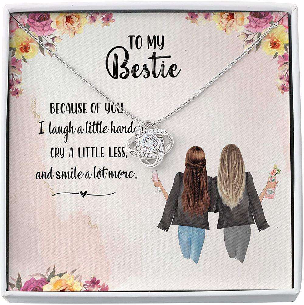 Friend Necklace, Bestie Necklace Friendship Necklace Gift “ My Bestie Because Of You Gifts For Friend Rakva