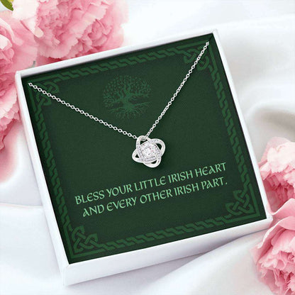 Friend Necklace, Bless Your Little Irish Heart “ Irish Blessing Love Knot Necklace Friendship Day Rakva