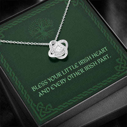 Friend Necklace, Bless Your Little Irish Heart “ Irish Blessing Love Knot Necklace Friendship Day Rakva