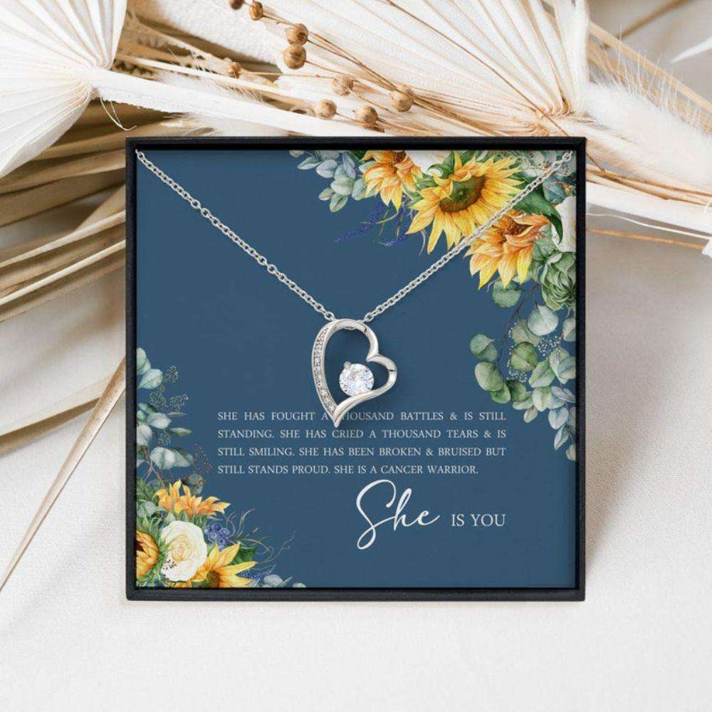 Friend Necklace, Cancer Survivor Heart Necklace, Strong Women Gift, Fighter Necklace, Warrior Necklace, Cancer Patient Gift Gifts For Friend Rakva