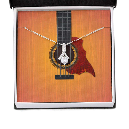 Friend Necklace, Gift For Music Lover Acoustic Guitar Picture, Guitar Message Card Beauty Necklace Gifts For Friend Rakva