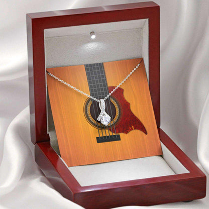 Friend Necklace, Gift For Music Lover Acoustic Guitar Picture, Guitar Message Card Beauty Necklace Gifts For Friend Rakva