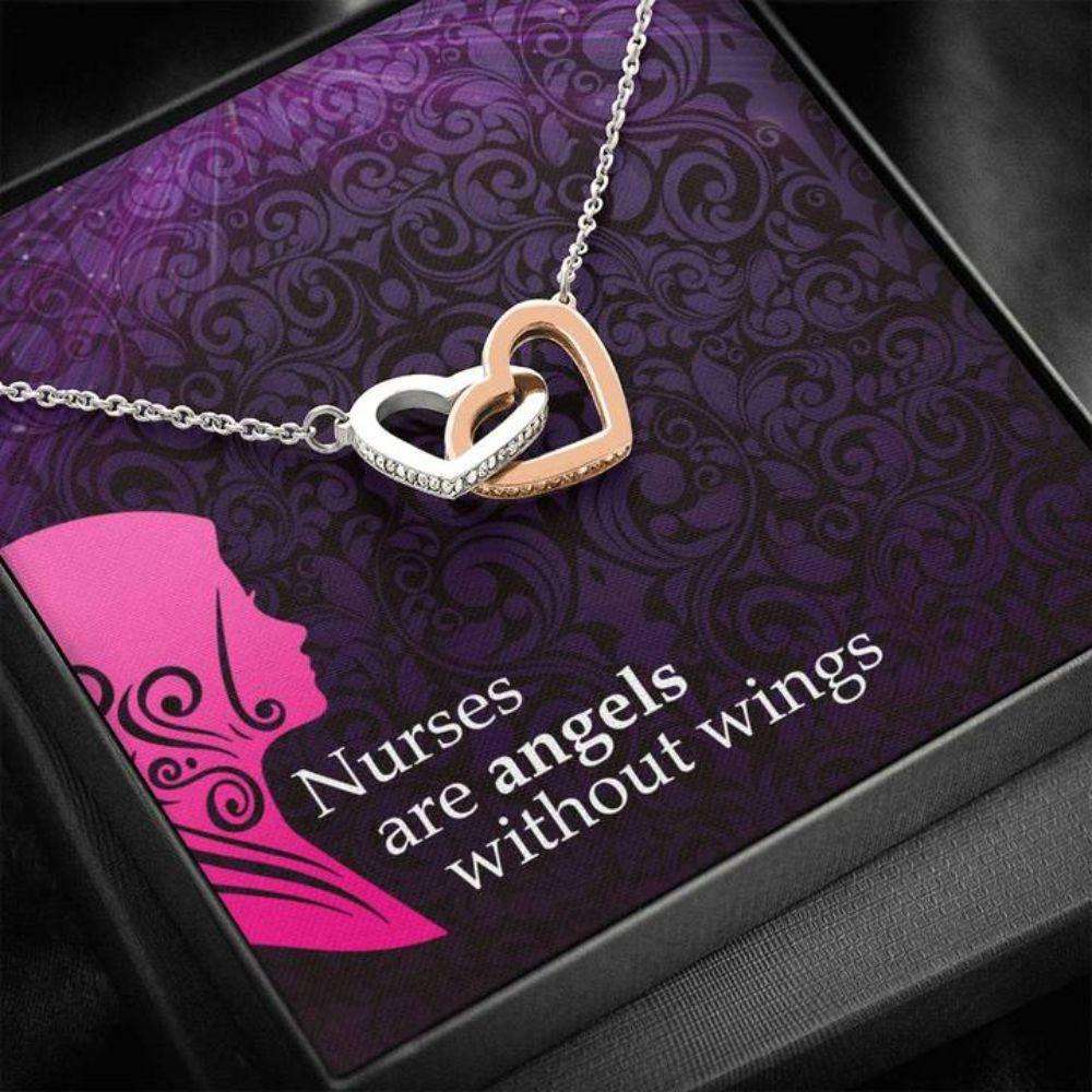 Friend Necklace, Gift Necklace With Message Card Nurses Are Angels Heart Necklace Friendship Day Rakva