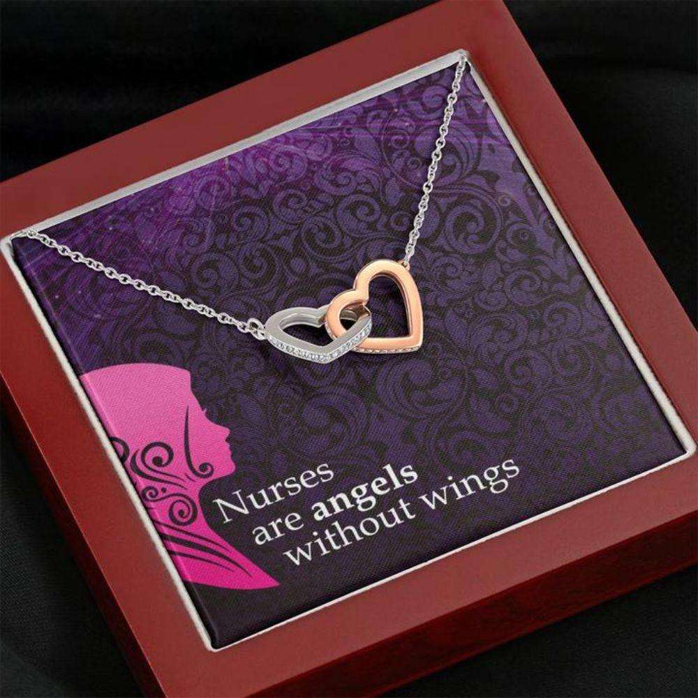 Friend Necklace, Gift Necklace With Message Card Nurses Are Angels Heart Necklace Friendship Day Rakva