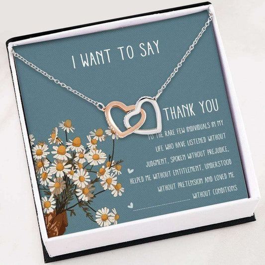 Friend Necklace, Grateful Necklace “ Thank You Necklace “ Interlocking Hearts Necklace With Gift Box For Birthday Christmas Gifts For Friend Rakva