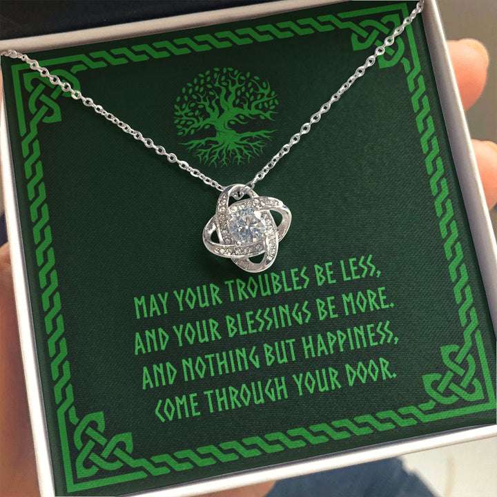 Friend Necklace, Irish Blessing Knot Necklace Celtic Gaelic Jewelry Gift May Your Troubles Be Less Friendship Day Rakva