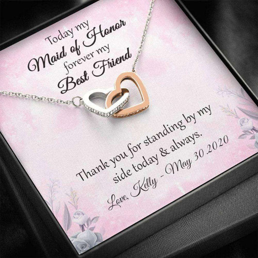 Friend Necklace, Maid Of Honor Gift, Maid Of Honor Interlock Heart Necklace, Bridesmaid Gift Idea, Bridesmaid Necklace, Wedding Day Gift Gifts For Friend Rakva