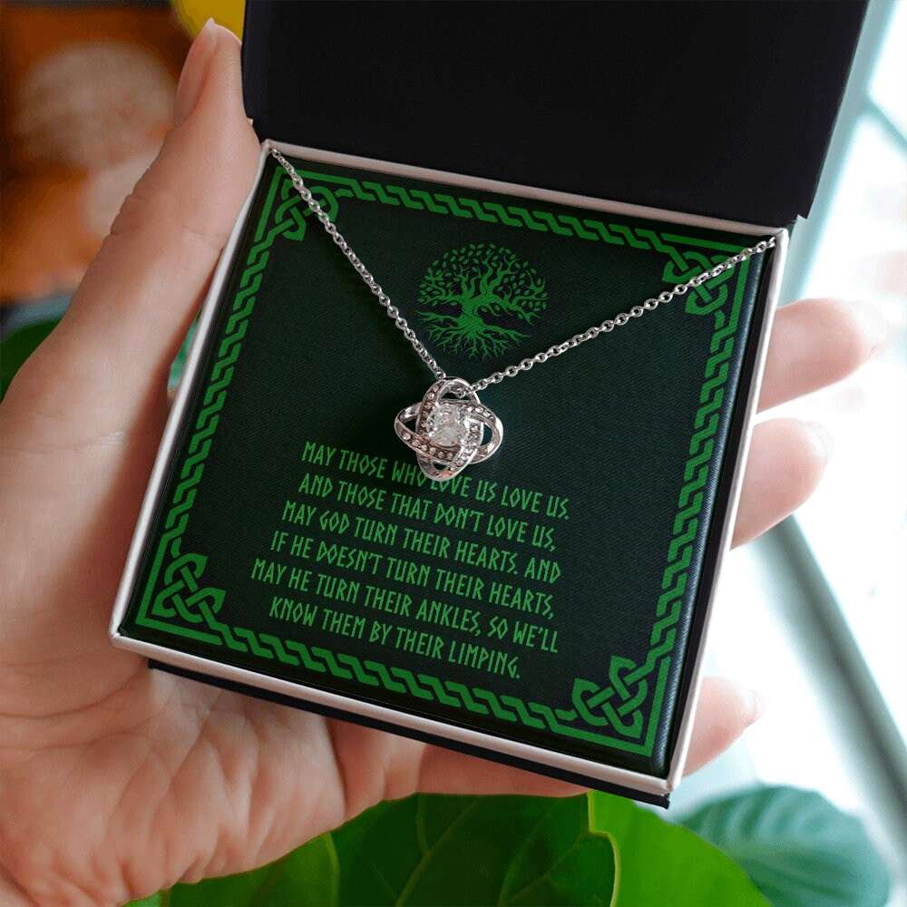 Friend Necklace, May God Turn Their Ankles Irish Blessing Knot Necklace Celtic Gaelic Jewelry Gift Friendship Day Rakva