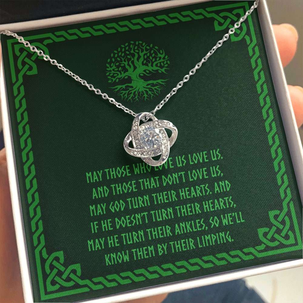 Friend Necklace, May God Turn Their Ankles Irish Blessing Knot Necklace Celtic Gaelic Jewelry Gift Friendship Day Rakva