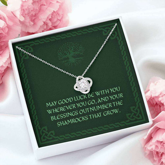 Friend Necklace, May Good Luck Be With You “ Travel Moving Away Irish Blessing Love Knot Necklace Friendship Day Rakva