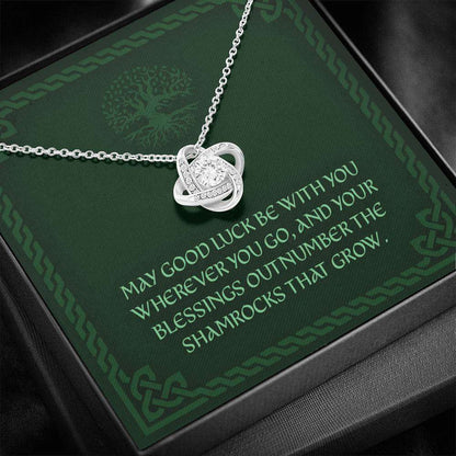 Friend Necklace, May Good Luck Be With You “ Travel Moving Away Irish Blessing Love Knot Necklace Friendship Day Rakva