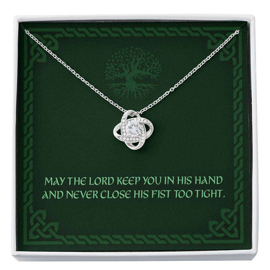 Friend Necklace, May The Lord Keep You In His Hand “ Any Occasion Irish Blessing Love Knot Necklace Friendship Day Rakva