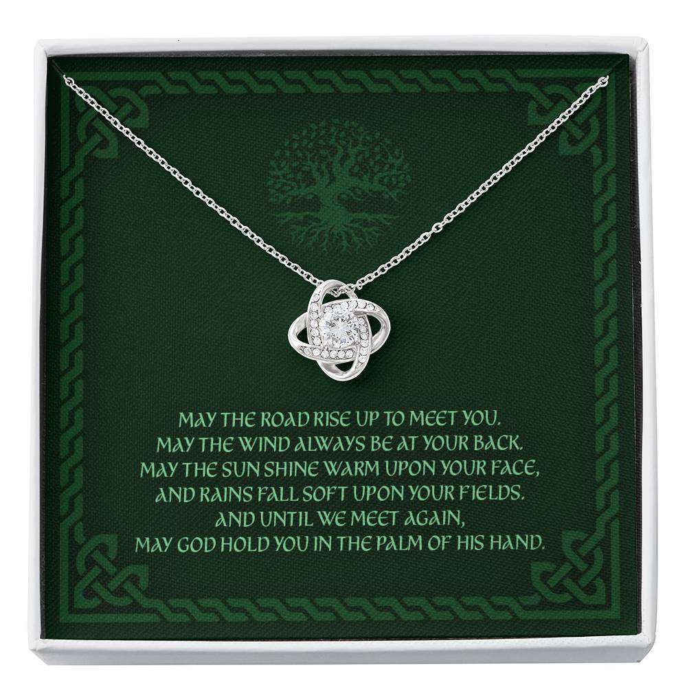 Friend Necklace, May The Road Rise Up To Meet You “ Travel Moving Away Irish Blessing Love Knot Necklace Friendship Day Rakva