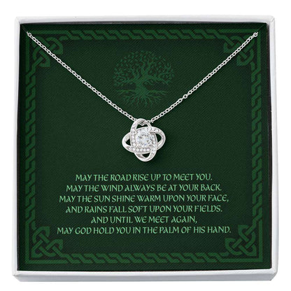 Friend Necklace, May The Road Rise Up To Meet You “ Travel Moving Away Irish Blessing Love Knot Necklace Friendship Day Rakva