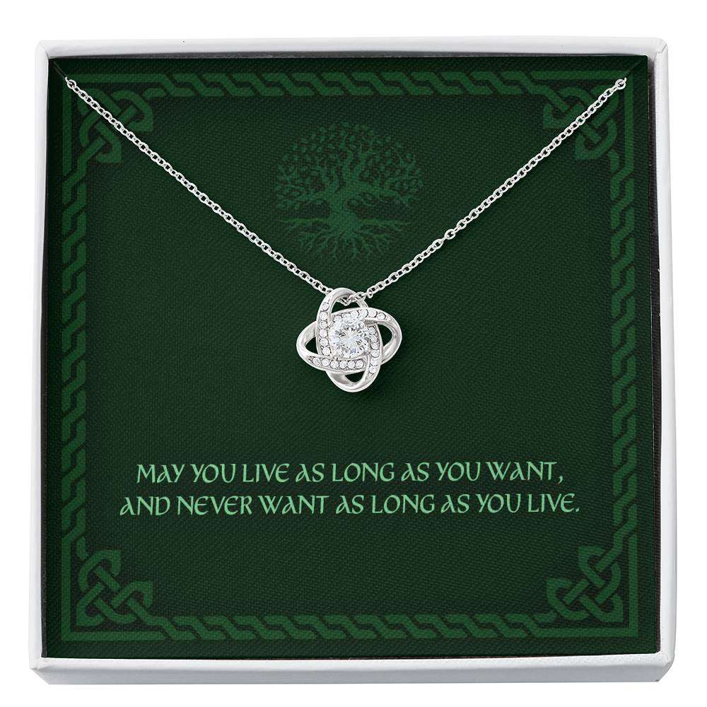 Friend Necklace, May You Live As Long As You Want “ Any Occasion Irish Blessing Love Knot Necklace Friendship Day Rakva