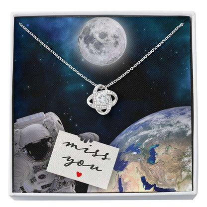 Friend Necklace, Miss You Astronaut “ Love Knot Necklace Friendship Day Rakva