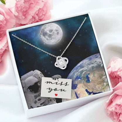 Friend Necklace, Miss You Astronaut “ Love Knot Necklace Friendship Day Rakva