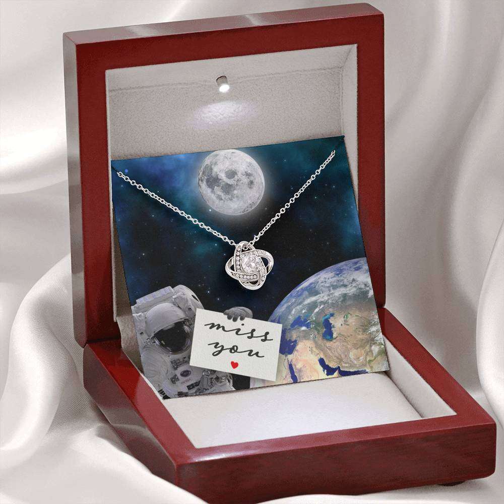 Friend Necklace, Miss You Astronaut “ Love Knot Necklace Friendship Day Rakva