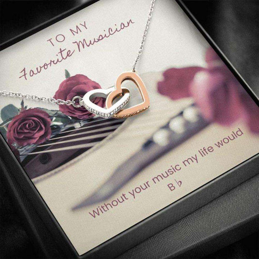 Friend Necklace, Musician Guitar Necklace “ Gift Necklace With Message Card Gifts For Friend Rakva