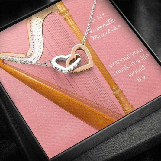 Friend Necklace, Musician Harp Necklace “ Gift Necklace With Message Card Gifts For Friend Rakva