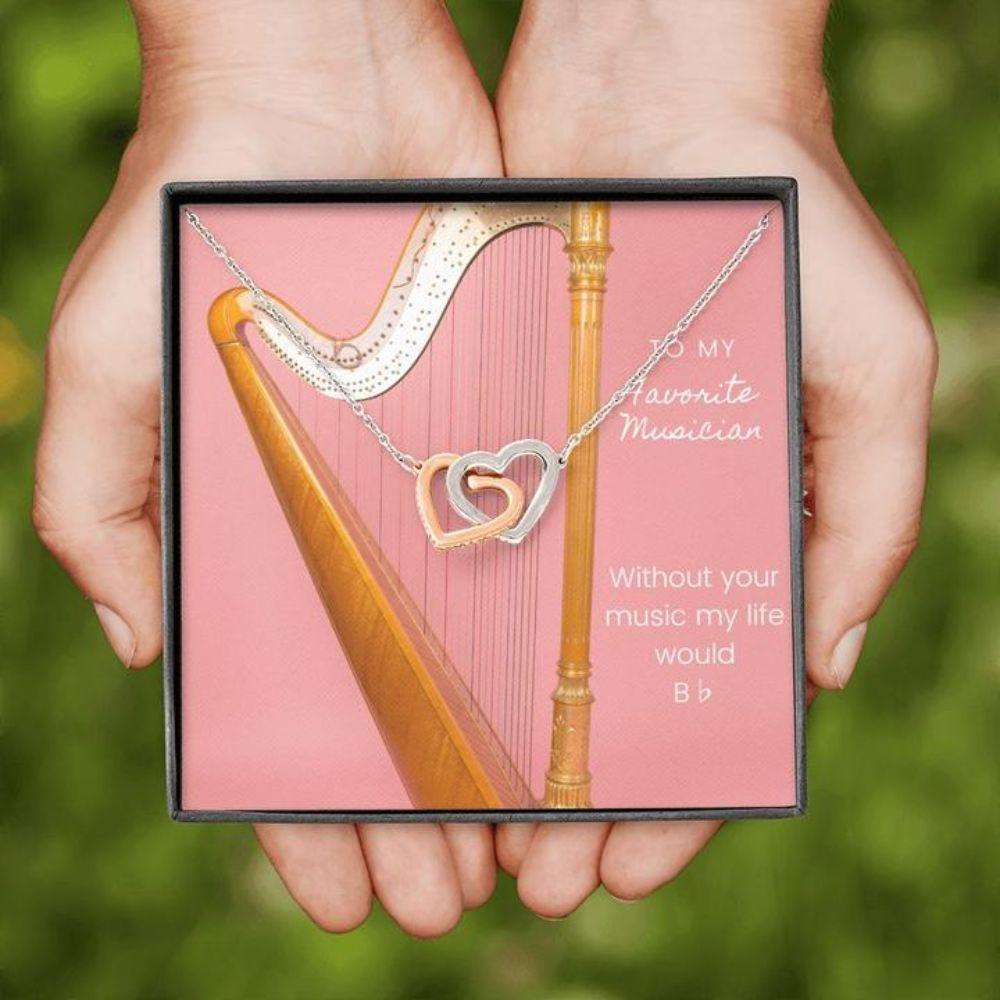 Friend Necklace, Musician Harp Necklace “ Gift Necklace With Message Card Gifts For Friend Rakva