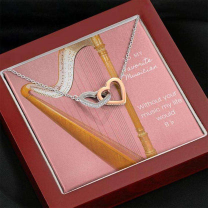 Friend Necklace, Musician Harp Necklace “ Gift Necklace With Message Card Gifts For Friend Rakva